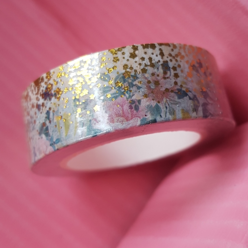 1 pc Gold Flower Design Washi Tape Masking Tape Adhesive Tape (15mmx10m)